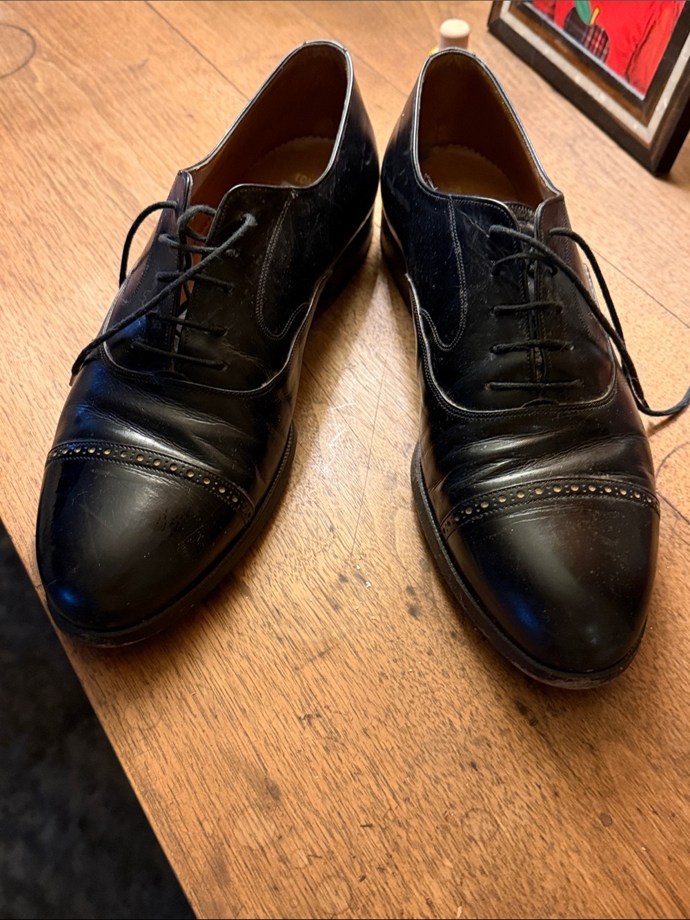 Bally Black Cap-Toe Derby Lace-Up Shoes